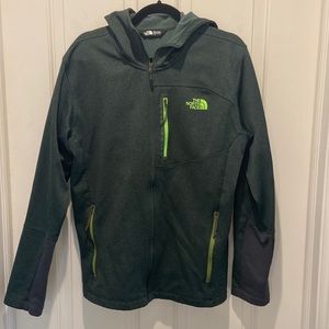 North Face men’s green zip up hoodie
